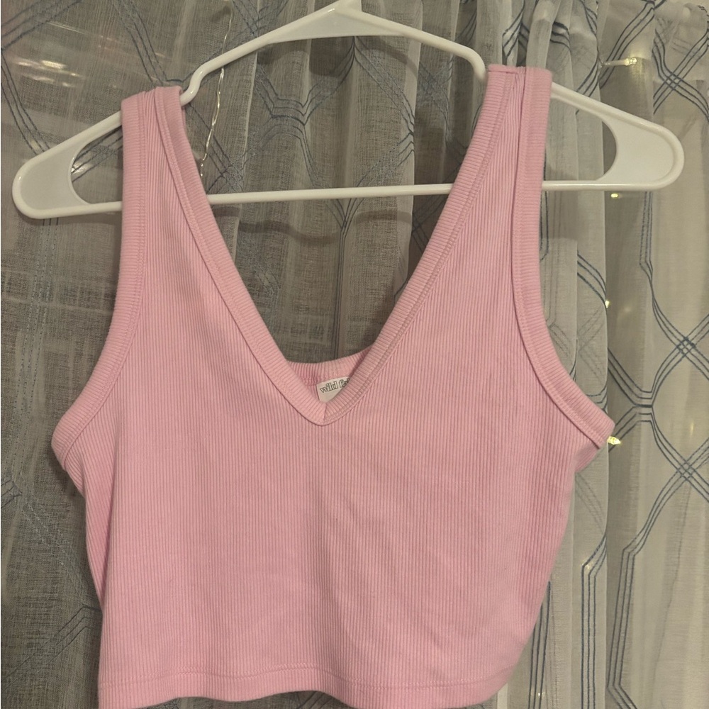 Wild Fable Pink Ribbed Crop Top